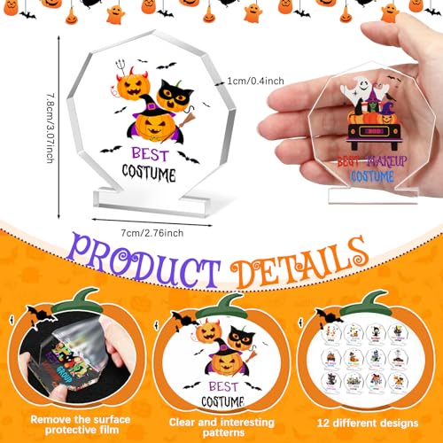 Halloween Acrylic Trophy Set - 12 Awards for Costume Contest - Kids & Adults - Geelin Variation