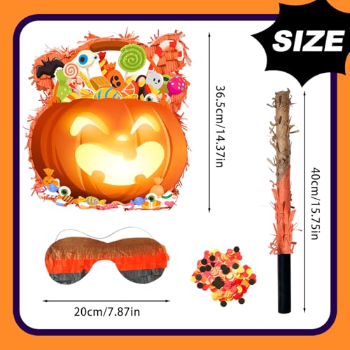 Halloween Pumpkin Piñata with Stick - 36.5 Inch Party Decorations