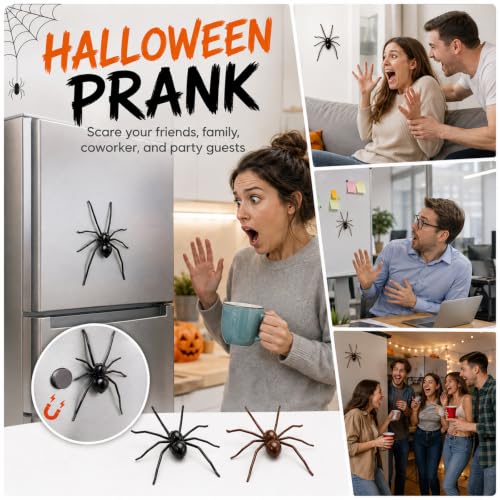 20PCS Realistic 3D Spider Fridge Magnets - Removable Halloween Decor