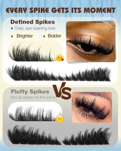 Mega Volume Cat Eye Lash Clusters with Spikes - 9-18mm Premapped Fluffy Eyelash Extensions
