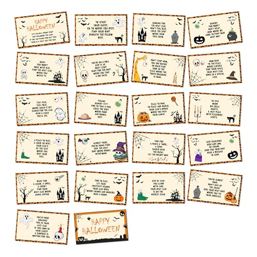 Halloween Treasure Hunt Clues Set - Indoor & Outdoor Party Games for Adults