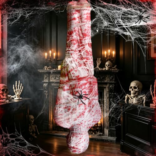 Halloween Body Bag Decorations Set - Outdoor Hanging Corpse Props with Rope & Blood Stains