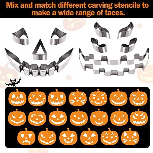 Pumpkin Carving Kit for Kids with Stencils, LED Candle Lights & Tools - Halloween Decorations