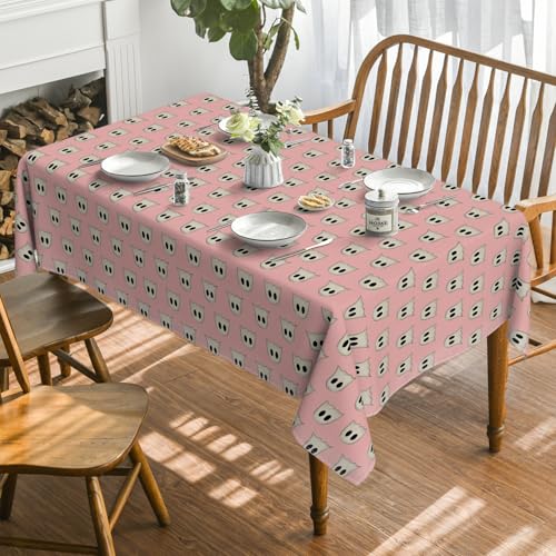 Halloween Tablecloth 60 x 140 Inch Rectangular Pink Ghost Party Decor