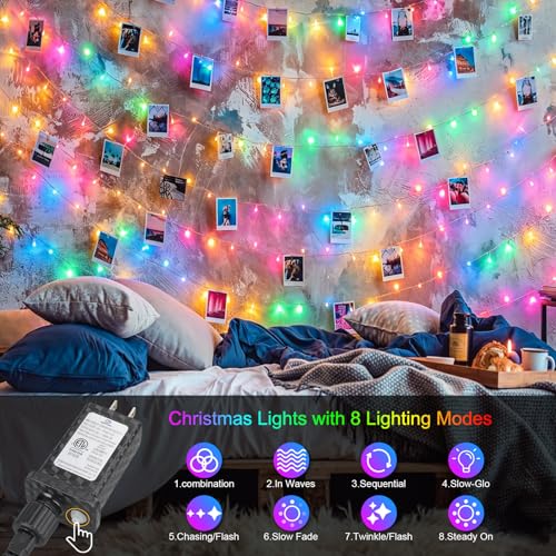 66FT 200 LED Multicolor Christmas String Lights Connectable Outdoor Indoor with Timer & 8 Modes