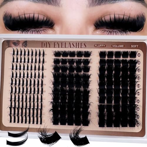 DIY Faux Mink Lash Clusters with Spikes - Wispy Fluffy Eyelash Extensions, Reusable False Eyelashes - Chase/M-200D+300D