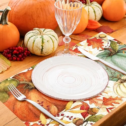 Fall Pumpkin Paper Placemats Set of 50 - Autumn Thanksgiving Table Decor