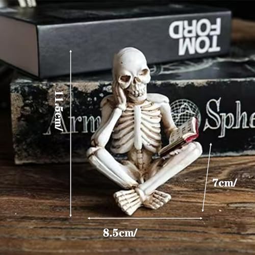 Cross-Legged Skeleton Figurine Halloween Decor Gothic Horror Sculpture