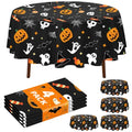 Halloween Tablecloth 4 Pack | Pumpkin Ghost Round Plastic Cover 84" - Home Decor & Party Supplies