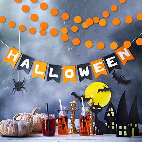 Orange Paper Circle Dots Garland - 4 Pack Party Decorations for Wedding, Birthday & Halloween