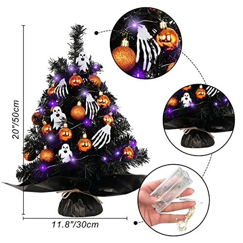 Mini Black Halloween Tree with Purple LED Lights & Ornaments - Variation of THIS listing