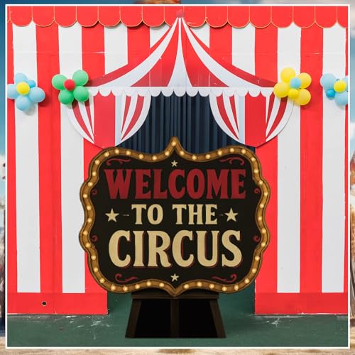 4 Ft Welcome to The Circus Cardboard Standee - Circus Party Decoration with Setup Kit