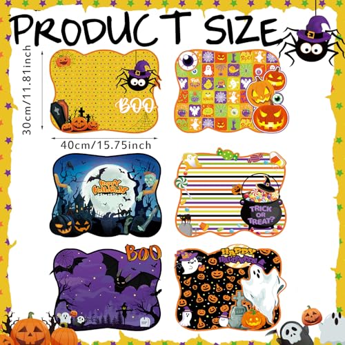 Halloween Plastic Bat Ghost Placemat Set - 6 Irregular Table Mats with Spooky Design