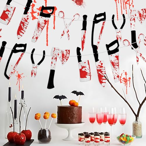Halloween Bloody Banner Set - Horror Movie Theme Decor for Party, Indoor & Outdoor