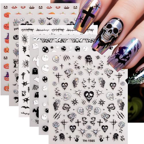 Halloween Nail Stickers Mini Spooky Decals - Black Cat, Pumpkins, Bat, Ghost, Web, Variation of THIS listing