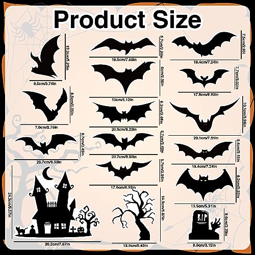 Halloween Refrigerator Magnets 16-Pack Black Bat Decor for Fridge & Magnet Surfaces
