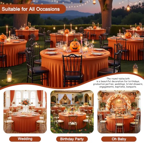 GALLETY 2 Pack Harvest Pumpkin Round Spandex Tablecloth 60 Inch for 5ft Tables