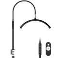 Mznoo Half Moon Light with Clamp, LED Manicure Table Lamp, Desk Lamp for Nail Desk, Eyelash Extensions, Skincare and Tattoo, 5 Brightness Levels and 5 Color Modes, Remote Control (Black)