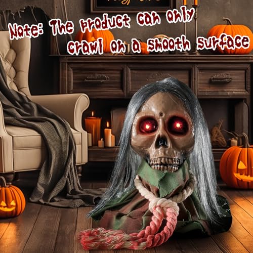 Animated Skeleton Halloween Prop with Sound & Flashing Red Eyes - Outdoor Indoor Decor