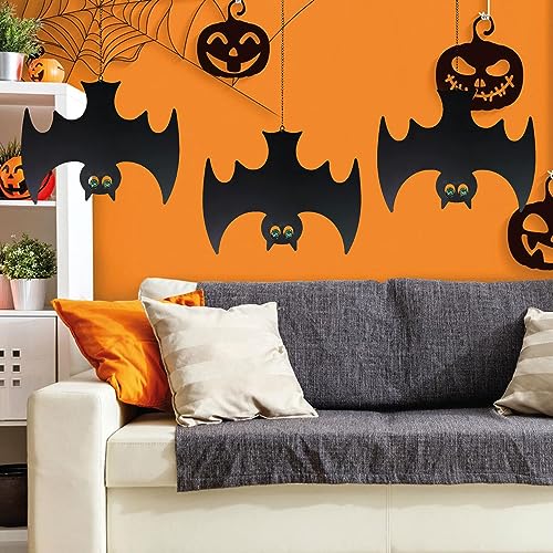 Halloween Hanging Bat Decorations with Glowing Eyes - Spooky Outdoor & Indoor Décor