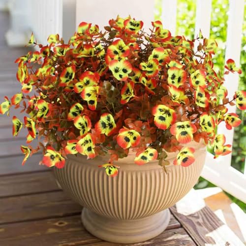 Artificial Fall Flowers for Decoration - 20 Bundles Faux Autumn Mums Outdoor UV-Resistant Plants