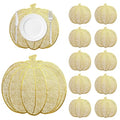 Gold Pumpkin Placemats Set of 12 - Fall Thanksgiving Halloween Table Decor