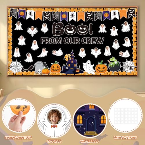 Halloween Ghost Bulletin Board Decorations Set - Classroom Wall Decor, Photo Cutouts & Borders - Ghost Variation