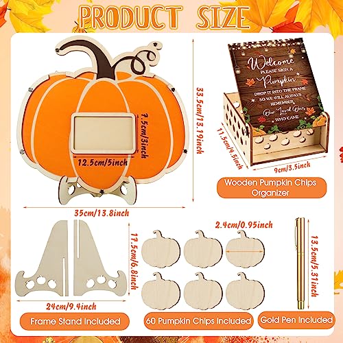 Pumpkin Baby Shower Guest Book Set with Photo Frame and Wooden Slices