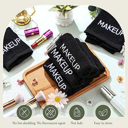 Black Cotton Makeup Towels Washcloths Bulk 50 Pcs 10 x 10 Inch - Soft & Absorbent