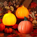 3 Pack Fall Ceramic Light Up Pumpkin Decor - Pumpkin Color, 3.94 x 3.5 Inches