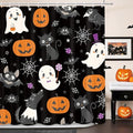 Halloween Spooky Shower Curtain - Black Ghost Bathroom Decor