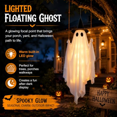 Halloween Hanging Swing Ghost 5FT - Outdoor Yard & Porch Decor - Variation A
