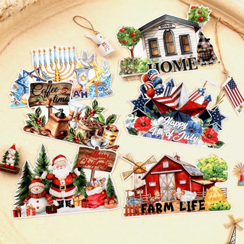 Large Holiday Refrigerator Magnets Set - 12 Seasonal 7.87 x 5.91 Inches