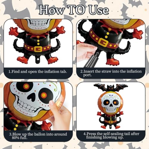 Halloween Foil Balloon 6-Piece Set with Spooky Designs - Durable Party Decorations