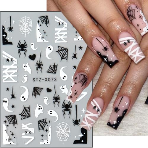 Halloween Nail Stickers Set 6 Sheets Ghost Spider Web Decals Halloween Style 1