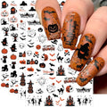 Halloween Nail Stickers Set - 4 Sheets Cute Ghost Pumpkin Bat Decals with Variation Halloween 4 Sheets