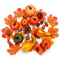 Fall Decor Pumpkins Gourd Leaves Set for Halloween Thanksgiving Table Mantel