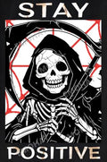 Stay Positive Skull Metal Tin Sign - Gothic Wall Decor for Home Bar & Halloween