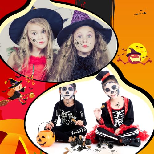 Halloween Mini Witch Cauldron Set with Brooms, Hats, Spiders for Decorations