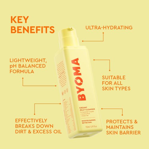 BYOMA Creamy Jelly Cleanser - Hydrating Face Wash for Sensitive Skin - Tri-Ceramide Formula - 5.91 fl oz