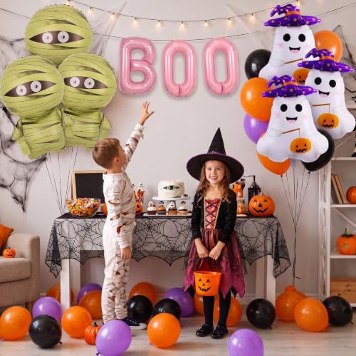 Halloween Party Decorations Balloons Set - Pink Letters Mummy Ghost - Balloon-1