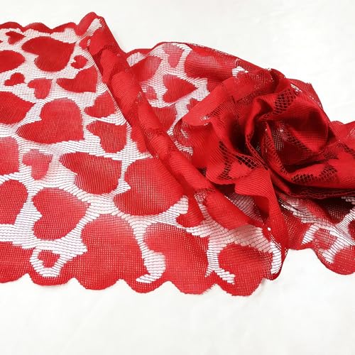 Red Lace Valentine Table Runner 14x72 Inch for Thanksgiving & Holiday Decor