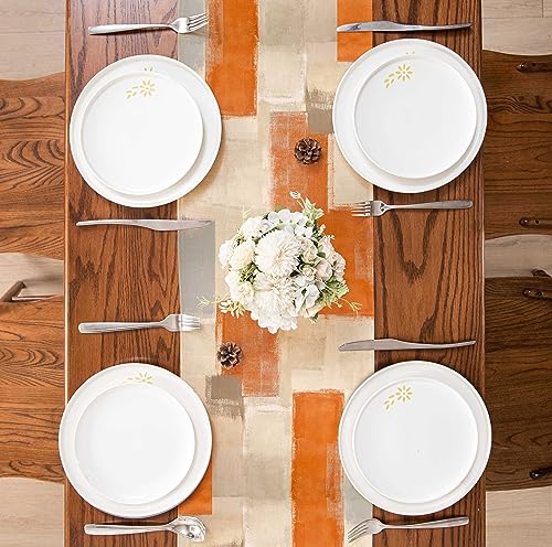 Orange Grey Table Runner 36 Inch Long for Home Decor - 13x72 Variation