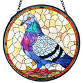 Stained Glass Bird Sun Catcher - Pigeon Window Decor with Metal Frame, 7.9 Inches