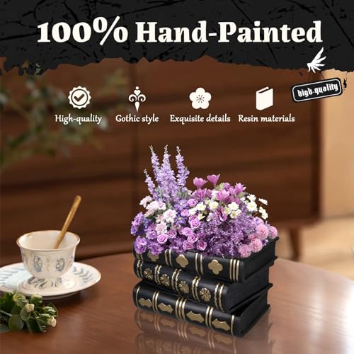 Gothic Book Vase - Black Magic Tome Flower Pot & Candy Bowl Decor