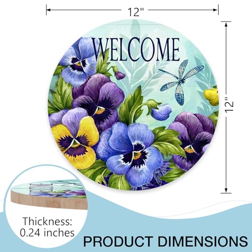 Deroro Welcome Spring Summer Floral Flower Sign for Front Door - Purple