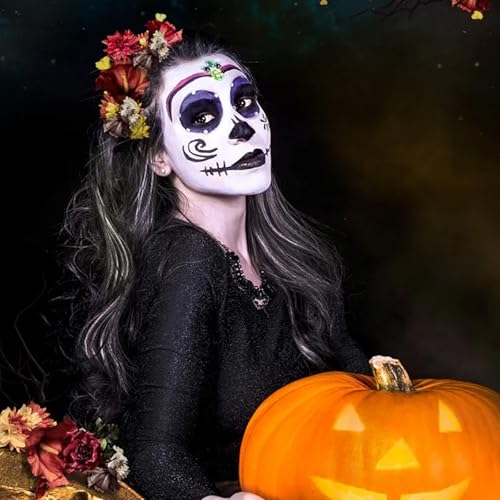 Black and White Face and Body Paint Set for Halloween Skeleton Makeup, SFX & Cosplay