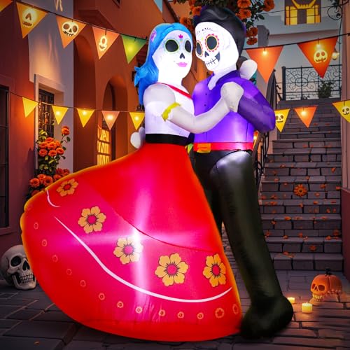 Halloween Inflatable Dancing Skeleton Couple - Día de Los Muertos 6FT Decor with Built-in LEDs