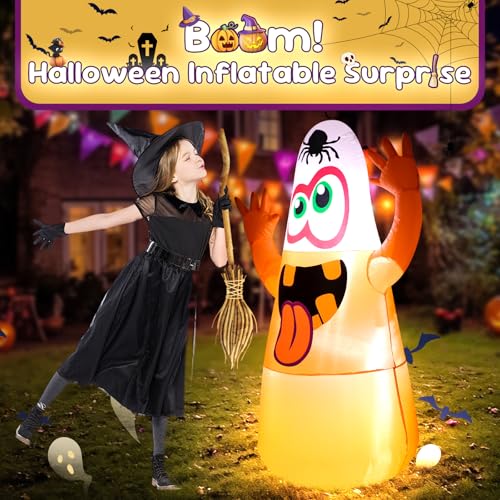 4FT Inflatable Ghost Decoration with LED Lights for Halloween Yard Outdoor Indoor