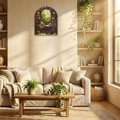 Acrylic Suncatcher Window Hanging - Fall Decor for Book Lovers, 4 Inches, Indoor Outdoor